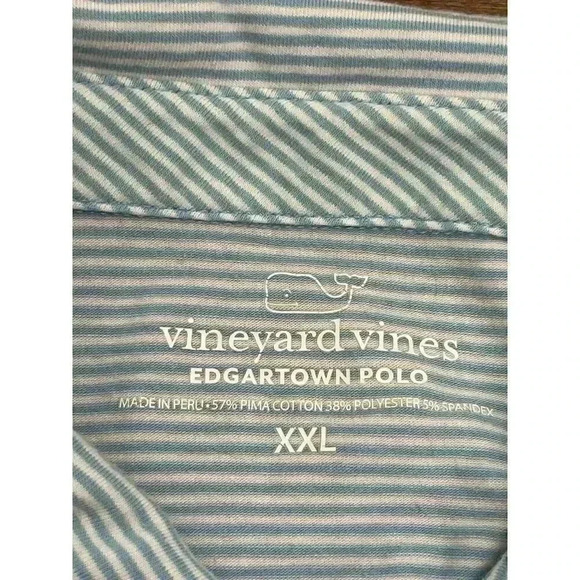Vineyard Vines Edgartown Performance Polo Men's XXL Striped Blue Stretch - Picture 4 of 12
